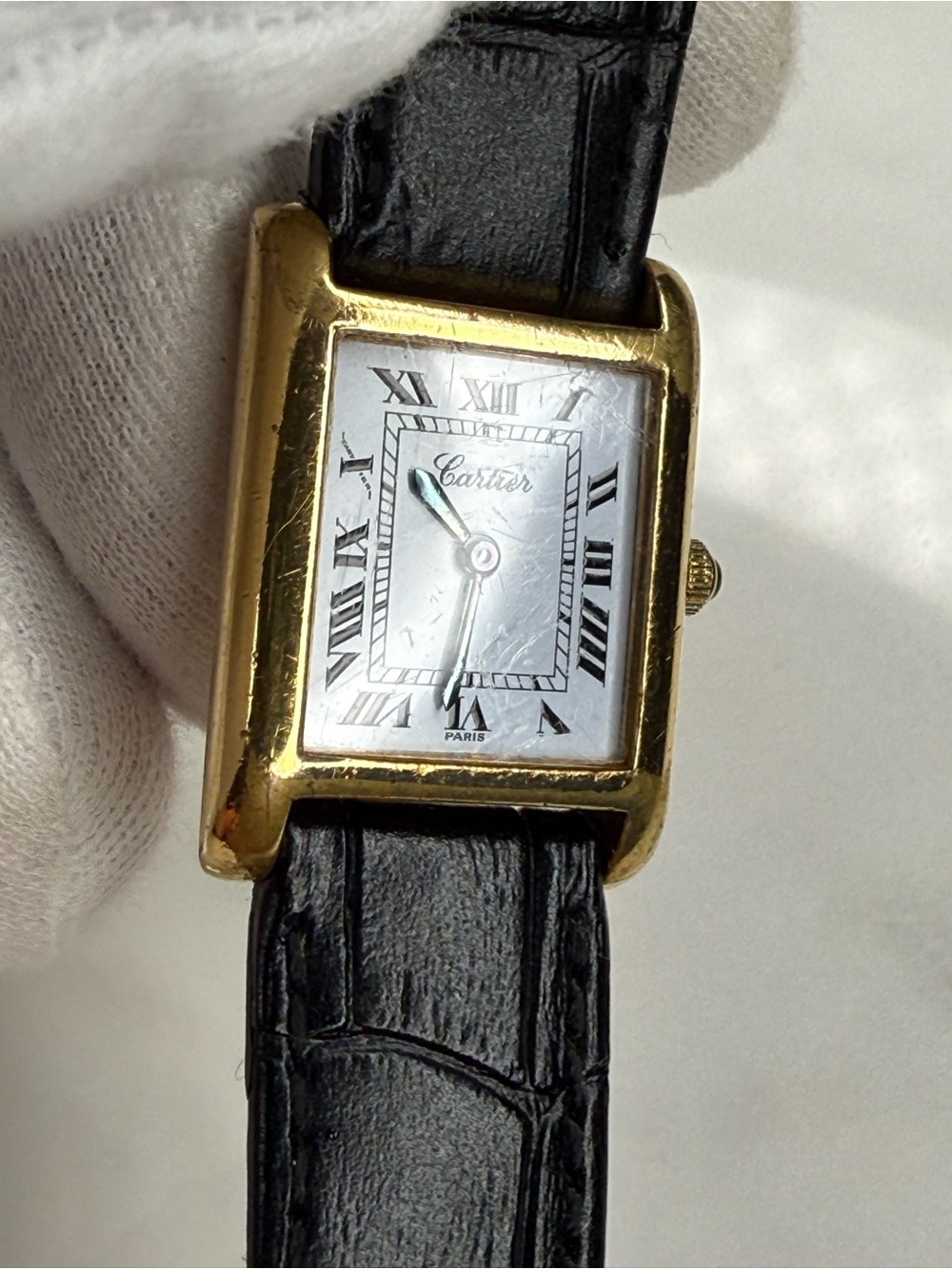 Auth Vintage Cartier Tank 18k Electroplated 1970s 21x28mm Manual Wind Movement - Picture 8 of 16
